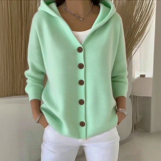 Nylah – Hooded Cardigan with Buttons